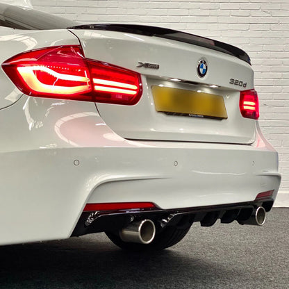 BMW 3 Series F30 F31 Rear Diffuser 1-1 (2 tips) Gloss Black 2012-2019 - KEUBE