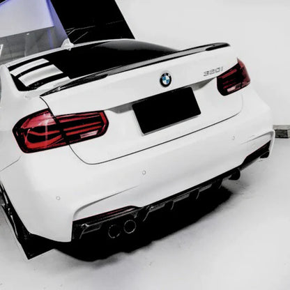 BMW 3 Series F30 F31 Rear Diffuser 2-0 (2 tips on left) Gloss Black 2012-2019 - KEUBE