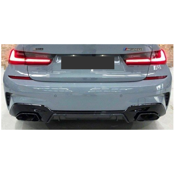 BMW 3 Series G20 G21 M Sport M340i Rear Diffuser Gloss Black 2019+ - KEUBE