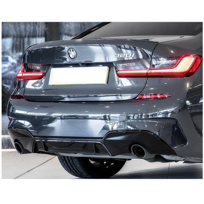 BMW 3 Series G20 G21 M Sport Rear Diffuser Gloss Black 2019+ - KEUBE